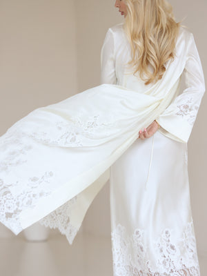 Maddie long ivory silk robe