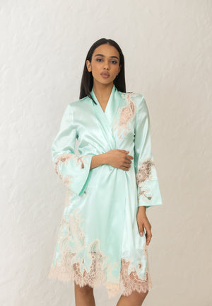 Tiffany short silk robe