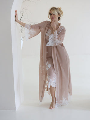 Christina lace-trimmed marquisette long robe