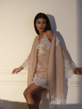 Christina lace-trimmed marquisette robe