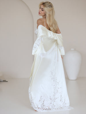 Maddie long ivory silk robe