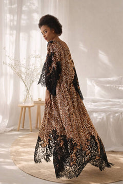 Naomi lace-trimmed silk long robe Limited edition