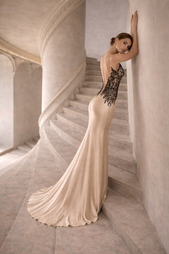 ISABEAU Noir Silk Lace Evening & Bridal Dress