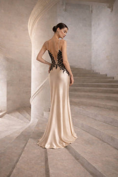 ISABEAU Noir Silk Lace Evening & Bridal Dress