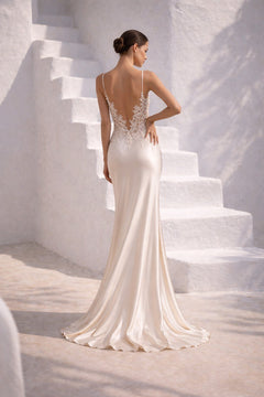 ISABEAU Silk Lace Evening & Bridal Dress In Ivory