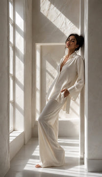 Sérène silk pajamas in ivory
