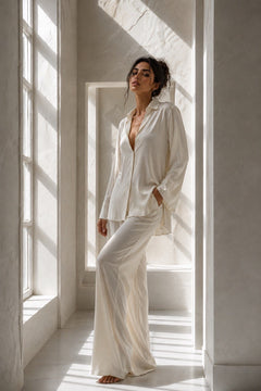 Sérène silk pajamas in ivory