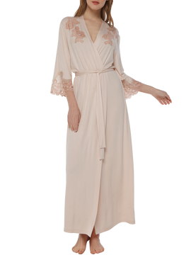 Vaness lace-trimmed maxi viscose robe