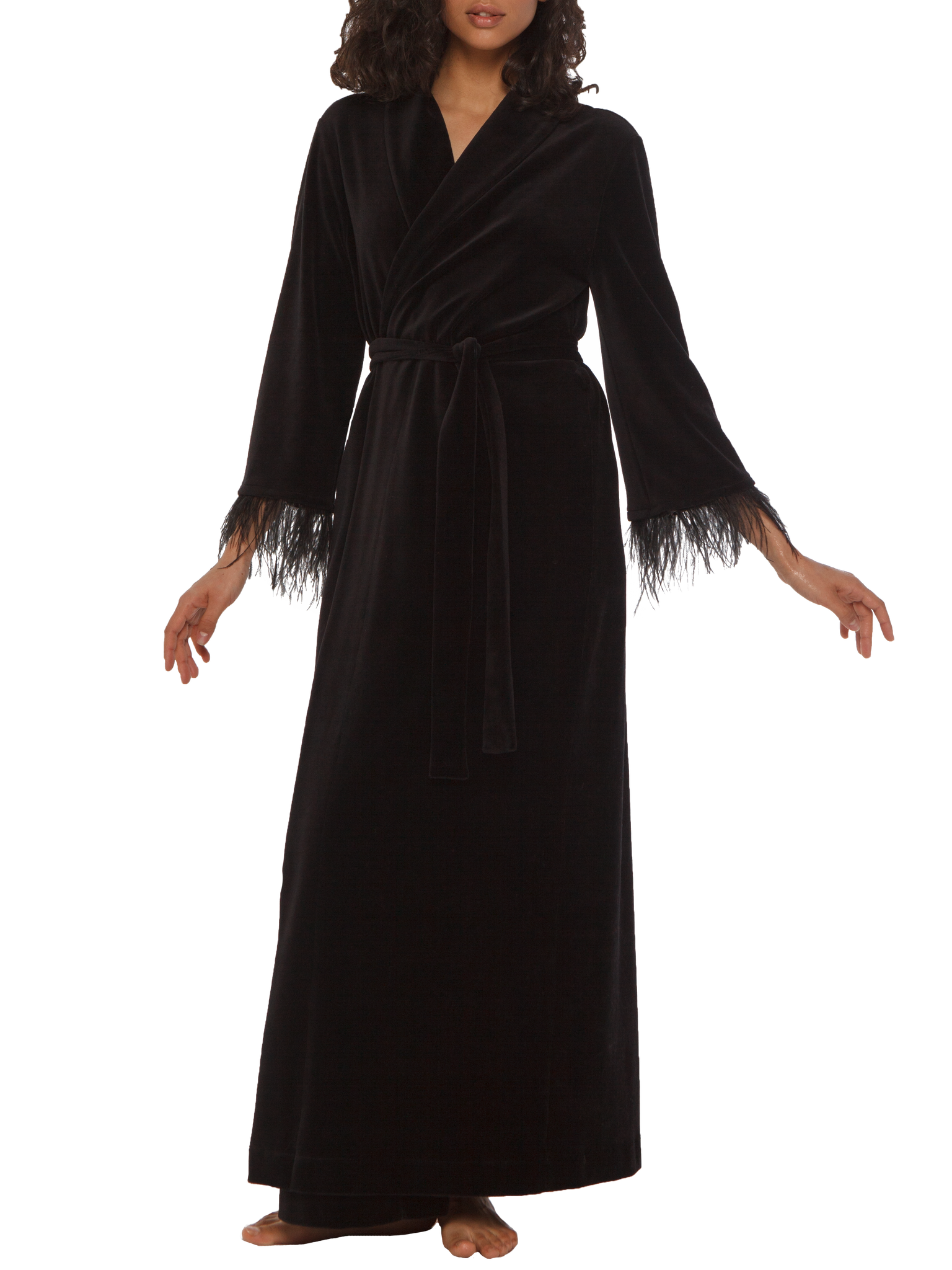 Arlotta Long Black Cashmere Robe | Shades Of Sleep