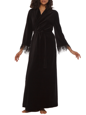 Julie black velor long robe