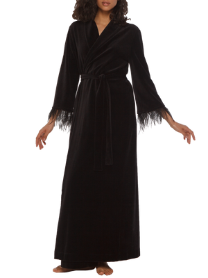Julie black velor long robe - Main Image