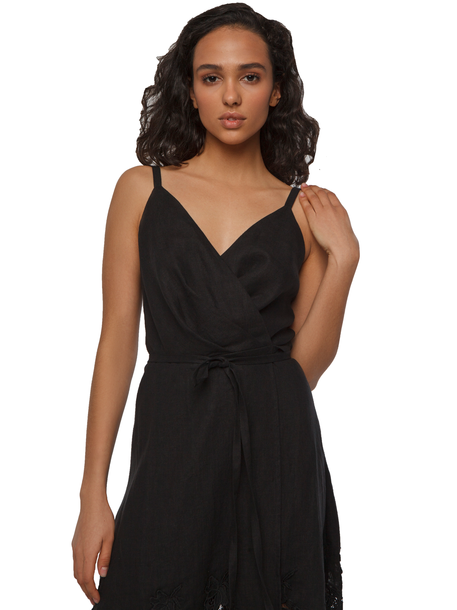 Linen black dress 145172