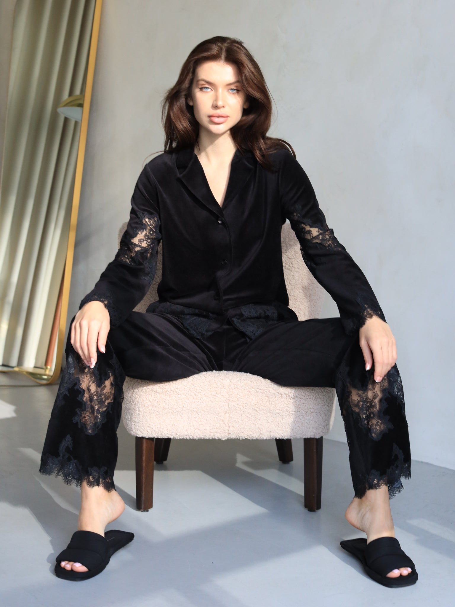 Sofia black velour pajamas