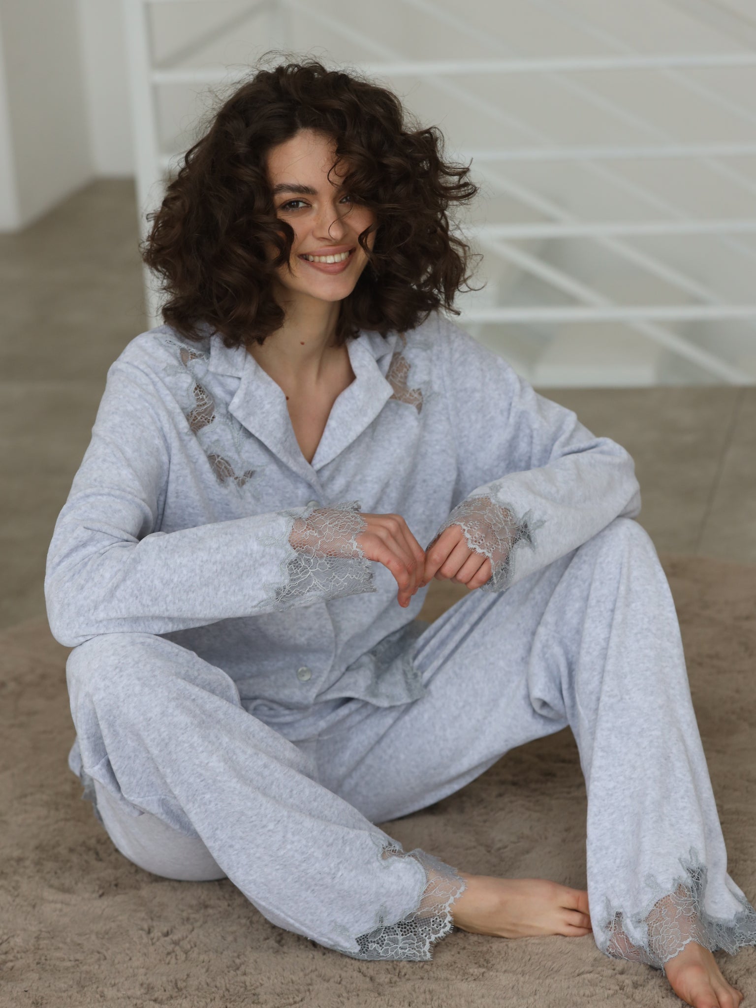 Sofia grey velour pajamas