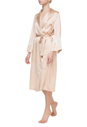 Laurens lace-trimmed silk robe Limited edition