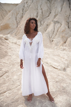 White linen maxi dress 146172