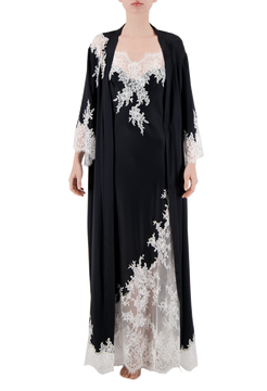 Natali lace-trimmed silk long robe Limited edition