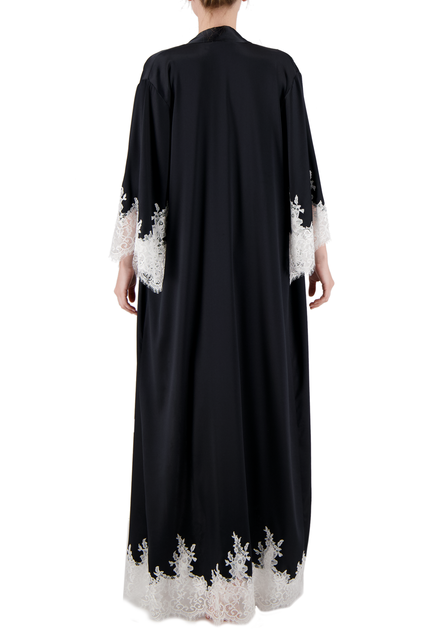 Natali lace-trimmed silk long robe Limited edition