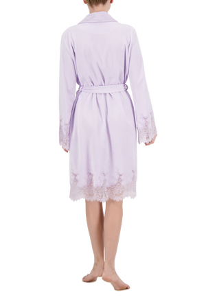 Marielle lace-trimmed velour short robe