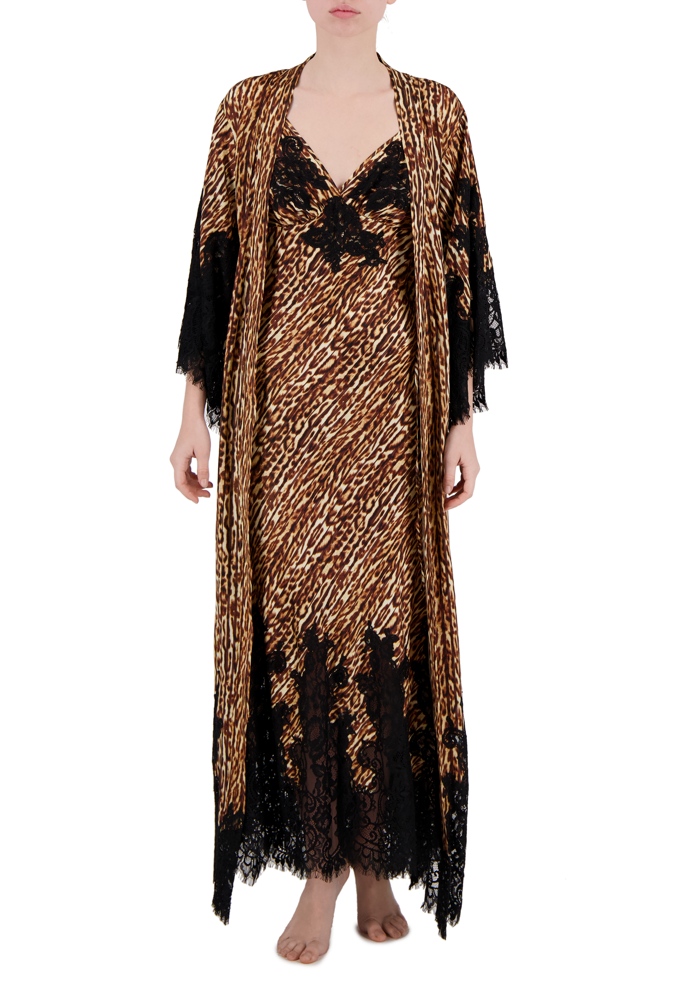 Naomi lace-trimmed silk maxi night dress Limited edition