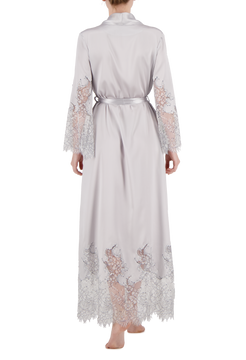 Laura lace-trimmed silk long robe Limited edition