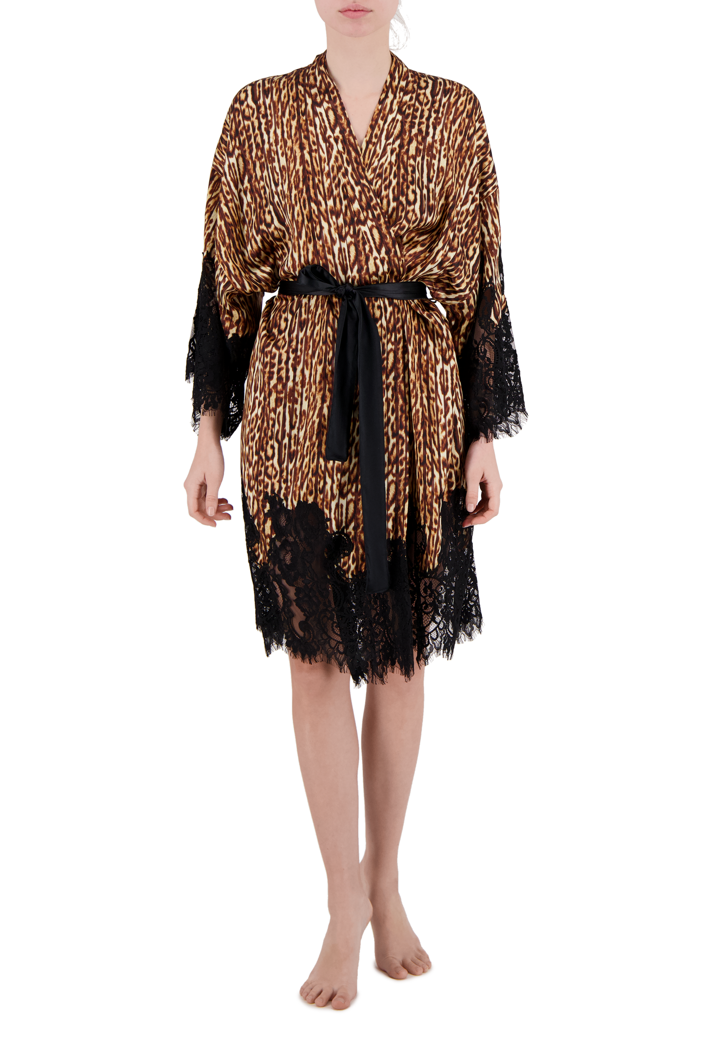 Naomi lace-trimmed silk robe
